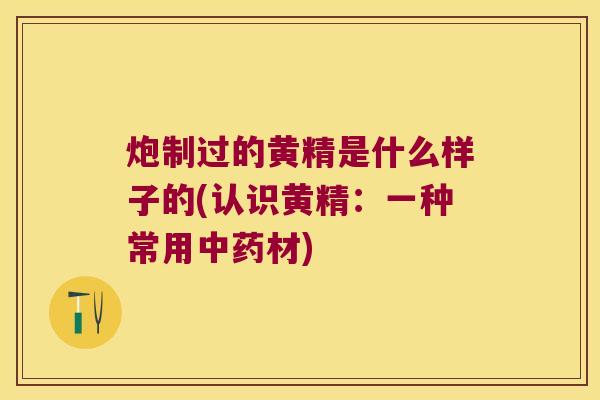 炮制过的黄精是什么样子的(认识黄精：一种常用材)