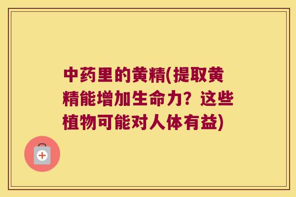 里的黄精(提取黄精能增加生命力？这些植物可能对人体有益)