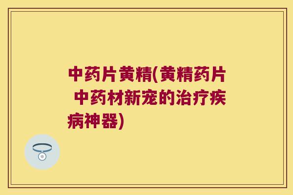 片黄精(黄精药片 材新宠的神器) 片黄精(黄精药片 材新宠的神器)