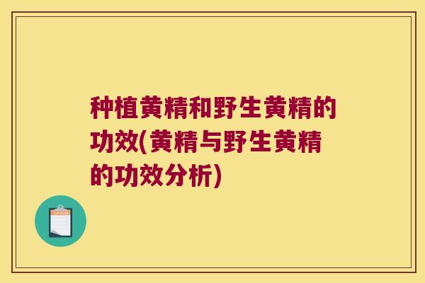 种植黄精和野生黄精的功效(黄精与野生黄精的功效分析) 种植黄精和野生黄精的功效(黄精与野生黄精的功效分析)