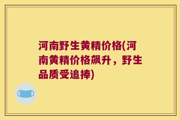 河南野生黄精价格(河南黄精价格飙升，野生品质受追捧)