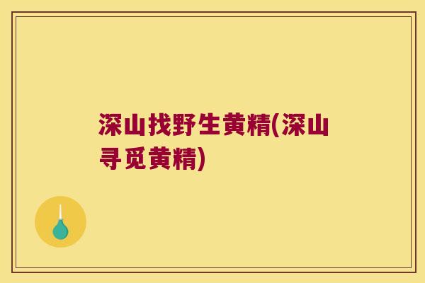 深山找野生黄精(深山寻觅黄精) 深山找野生黄精(深山寻觅黄精)