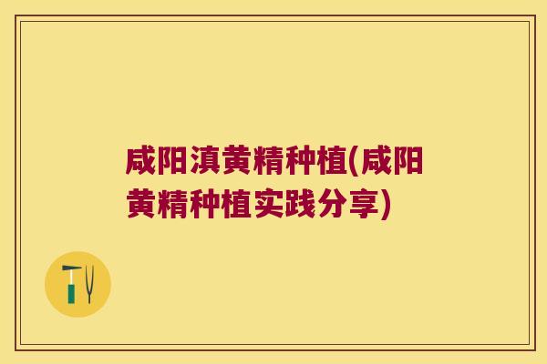 咸阳滇黄精种植(咸阳黄精种植实践分享)