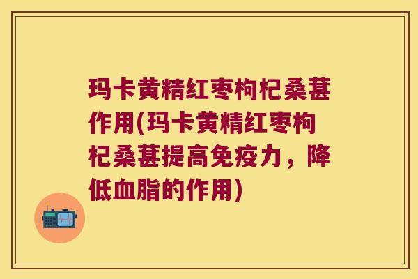 玛卡黄精红枣枸杞桑葚作用(玛卡黄精红枣枸杞桑葚提高力,降低的作用) 玛卡黄精红枣枸杞桑葚作用(玛卡黄精红枣枸杞桑葚提高力,降低的作用)