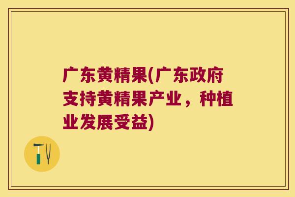 广东黄精果(广东政府支持黄精果产业，种植业发展受益)