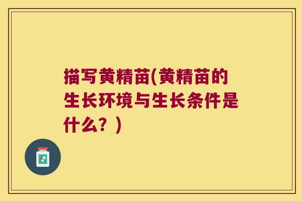 描写黄精苗(黄精苗的生长环境与生长条件是什么？)