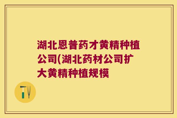 湖北恩普药才黄精种植公司(湖北药材公司扩大黄精种植规模 湖北恩普药才黄精种植公司(湖北药材公司扩大黄精种植规模