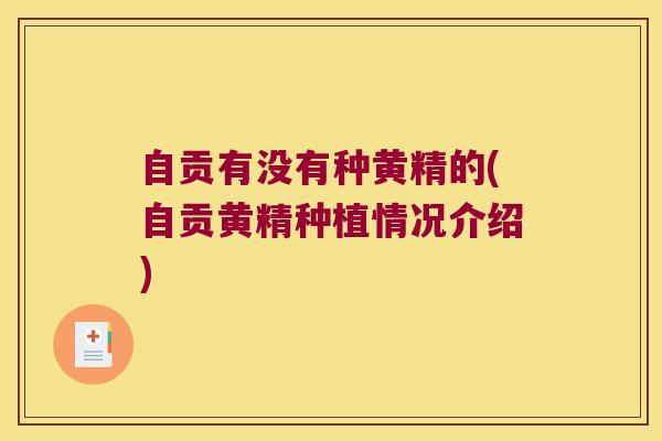自贡有没有种黄精的(自贡黄精种植情况介绍)