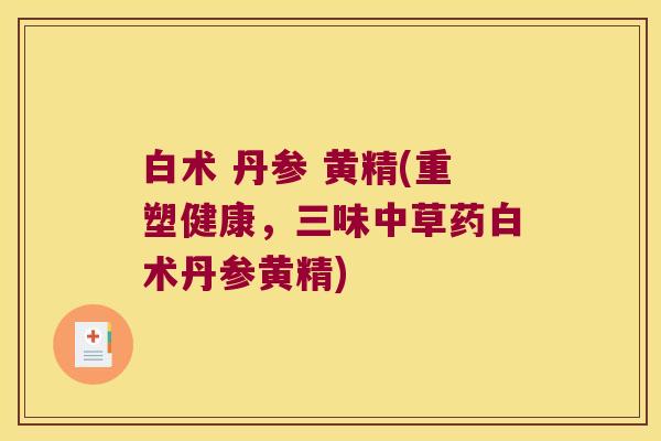 白术 丹参 黄精(重塑健康，三味中草药白术丹参黄精)