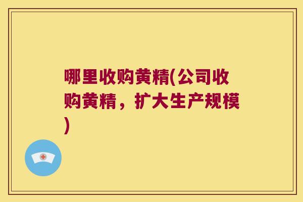 哪里收购黄精(公司收购黄精，扩大生产规模)