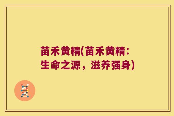 苗禾黄精(苗禾黄精:生命之源,滋养强身) 苗禾黄精(苗禾黄精:生命之源,滋养强身)