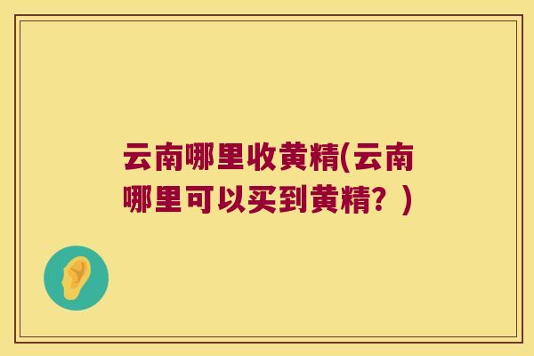 云南哪里收黄精(云南哪里可以买到黄精？)