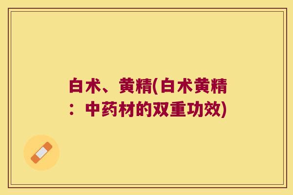 白术、黄精(白术黄精:材的双重功效) 白术、黄精(白术黄精:材的双重功效)