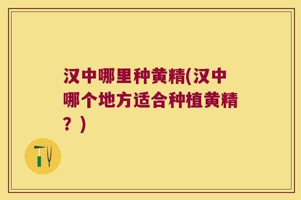 汉中哪里种黄精(汉中哪个地方适合种植黄精?) 汉中哪里种黄精(汉中哪个地方适合种植黄精?)