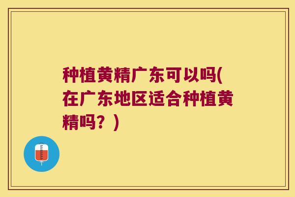 种植黄精广东可以吗(在广东地区适合种植黄精吗？)