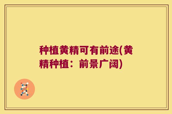 种植黄精可有前途(黄精种植：前景广阔)