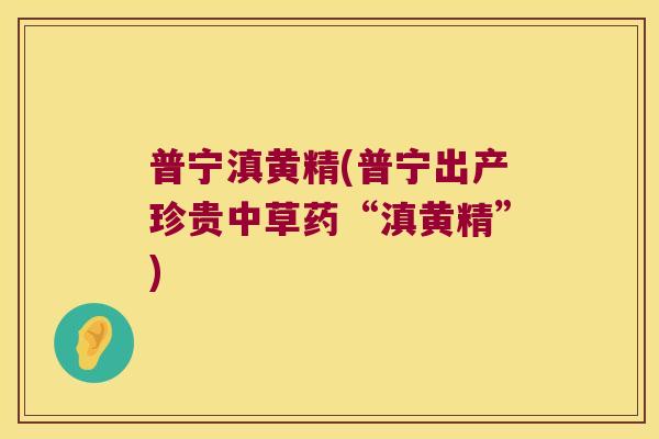 普宁滇黄精(普宁出产珍贵中草药“滇黄精”)