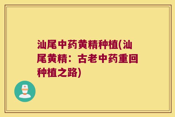 汕尾黄精种植(汕尾黄精：古老重回种植之路)