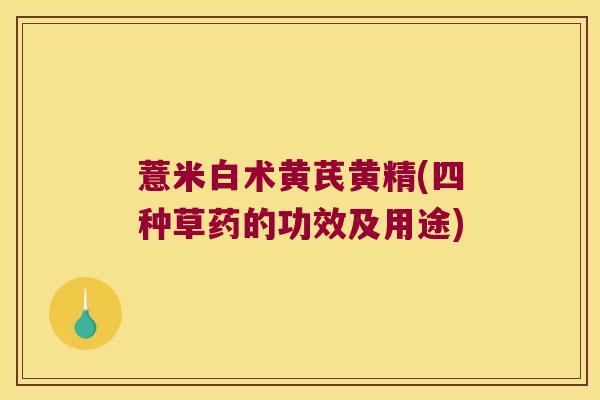 薏米白术黄芪黄精(四种草药的功效及用途)