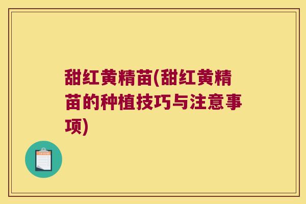甜红黄精苗(甜红黄精苗的种植技巧与注意事项)