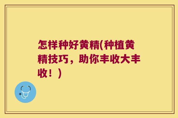 怎样种好黄精(种植黄精技巧，助你丰收大丰收！)