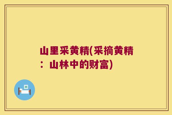 山里采黄精(采摘黄精:山林中的财富) 山里采黄精(采摘黄精:山林中的财富)