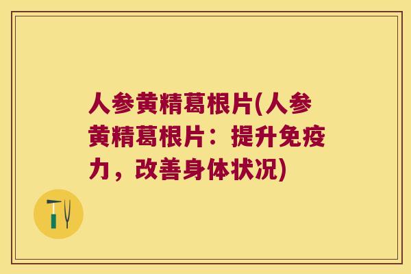 人参黄精葛根片(人参黄精葛根片:提升力,改善身体状况) 人参黄精葛根片(人参黄精葛根片:提升力,改善身体状况)