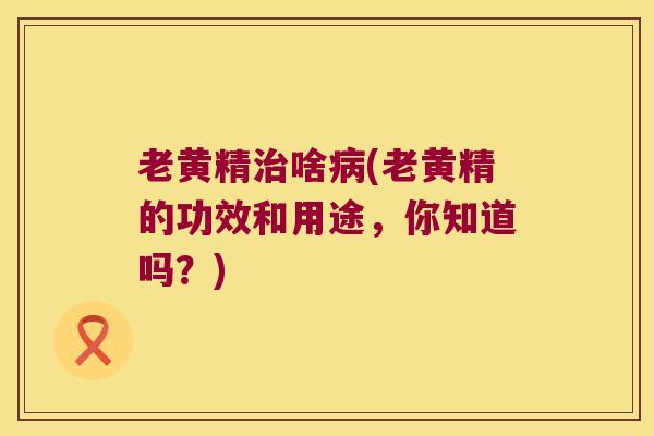 老黄精啥(老黄精的功效和用途,你知道吗?) 老黄精啥(老黄精的功效和用途,你知道吗?)
