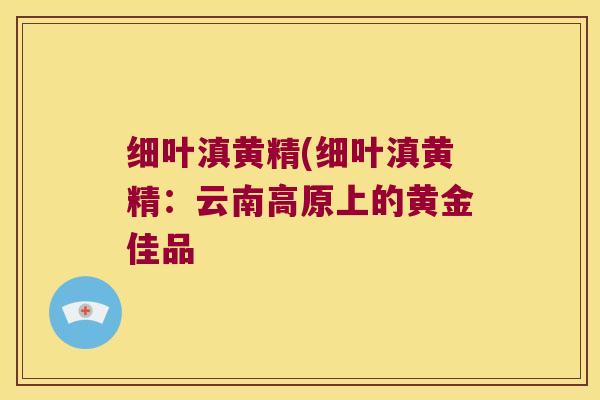 细叶滇黄精(细叶滇黄精：云南高原上的黄金佳品