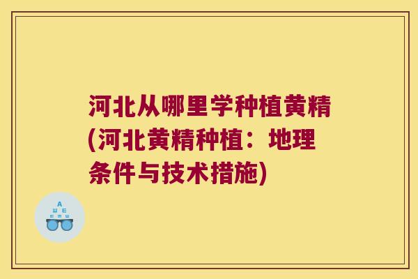 河北从哪里学种植黄精(河北黄精种植：地理条件与技术措施)