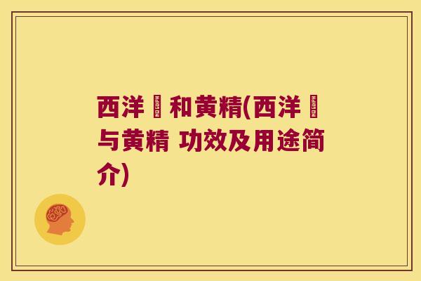 西洋椮和黄精(西洋椮与黄精 功效及用途简介)