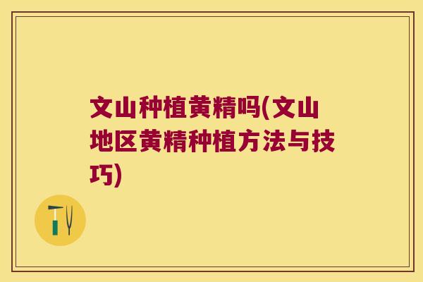 文山种植黄精吗(文山地区黄精种植方法与技巧)