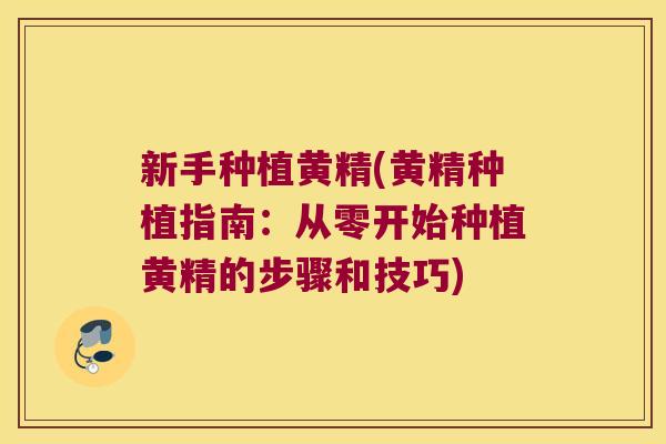 新手种植黄精(黄精种植指南:从零开始种植黄精的步骤和技巧) 新手种植黄精(黄精种植指南:从零开始种植黄精的步骤和技巧)