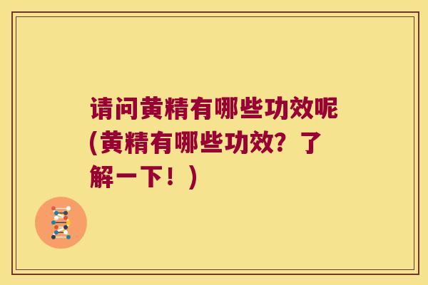 请问黄精有哪些功效呢(黄精有哪些功效？了解一下！)