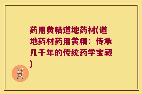 药用黄精道地药材(道地药材药用黄精:传承几千年的传统药学宝藏) 药用黄精道地药材(道地药材药用黄精:传承几千年的传统药学宝藏)
