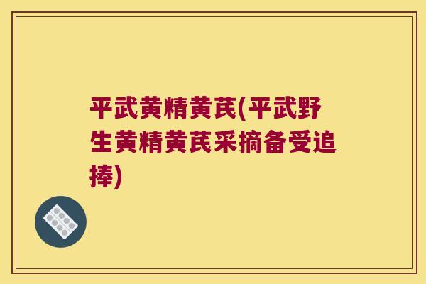 平武黄精黄芪(平武野生黄精黄芪采摘备受追捧) 平武黄精黄芪(平武野生黄精黄芪采摘备受追捧)