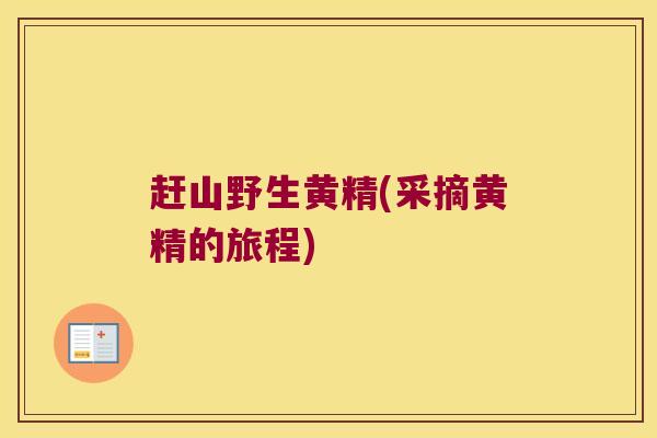 赶山野生黄精(采摘黄精的旅程)