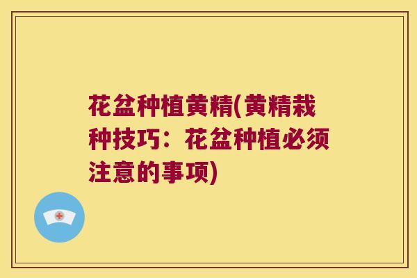 花盆种植黄精(黄精栽种技巧：花盆种植必须注意的事项)