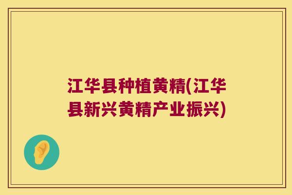 江华县种植黄精(江华县新兴黄精产业振兴) 江华县种植黄精(江华县新兴黄精产业振兴)