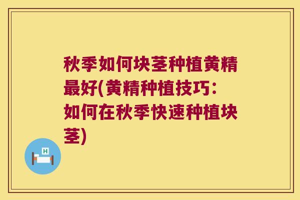 秋季如何块茎种植黄精好(黄精种植技巧:如何在秋季快速种植块茎) 秋季如何块茎种植黄精好(黄精种植技巧:如何在秋季快速种植块茎)