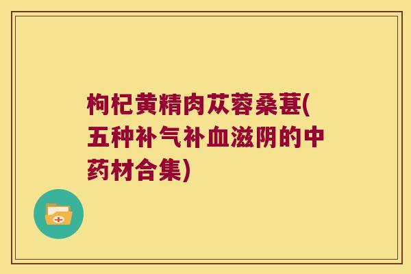 枸杞黄精肉苁蓉桑葚(五种补滋阴的材合集) 枸杞黄精肉苁蓉桑葚(五种补滋阴的材合集)