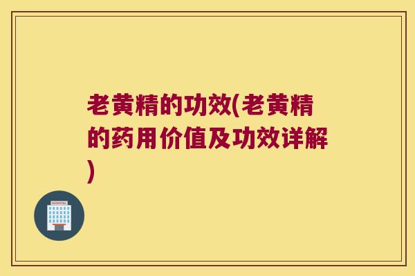 老黄精的功效(老黄精的药用价值及功效详解)