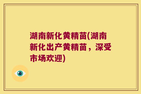 湖南新化黄精苗(湖南新化出产黄精苗,深受市场欢迎) 湖南新化黄精苗(湖南新化出产黄精苗,深受市场欢迎)