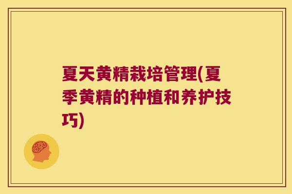 夏天黄精栽培管理(夏季黄精的种植和养护技巧)