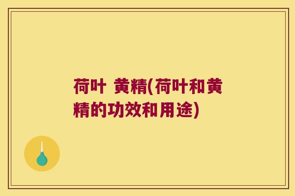 荷叶 黄精(荷叶和黄精的功效和用途)