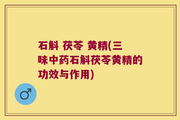 石斛 茯苓 黄精(三味石斛茯苓黄精的功效与作用)