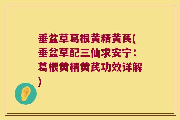 垂盆草葛根黄精黄芪(垂盆草配三仙求安宁:葛根黄精黄芪功效详解) 垂盆草葛根黄精黄芪(垂盆草配三仙求安宁:葛根黄精黄芪功效详解)
