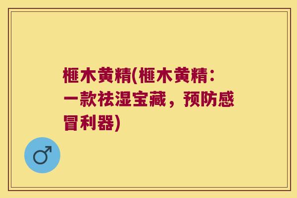 榧木黄精(榧木黄精：一款祛湿宝藏，利器)