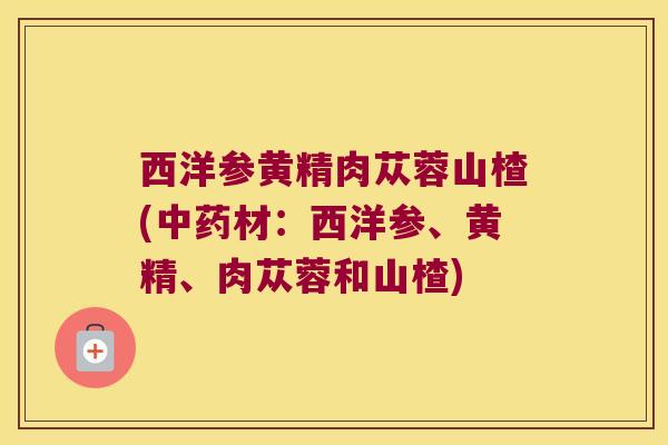 西洋参黄精肉苁蓉山楂(材:西洋参、黄精、肉苁蓉和山楂) 西洋参黄精肉苁蓉山楂(材:西洋参、黄精、肉苁蓉和山楂)