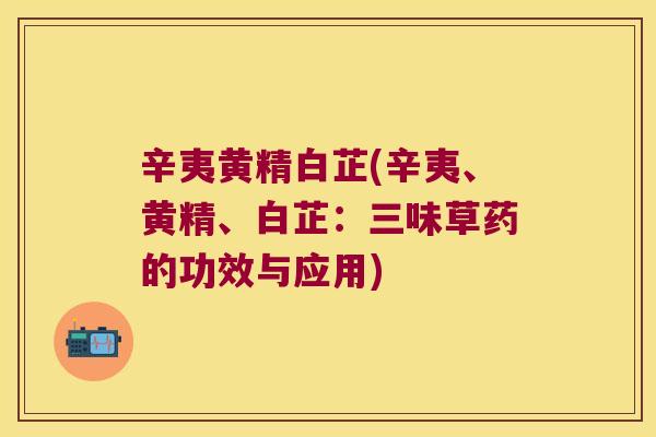 辛夷黄精白芷(辛夷、黄精、白芷:三味草药的功效与应用) 辛夷黄精白芷(辛夷、黄精、白芷:三味草药的功效与应用)